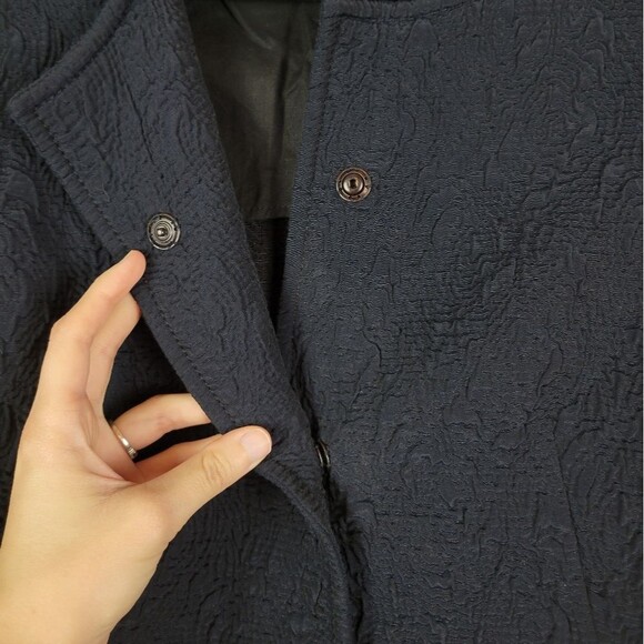 Hache navy blue textured snap front blazer coat top - Picture 7 of 11